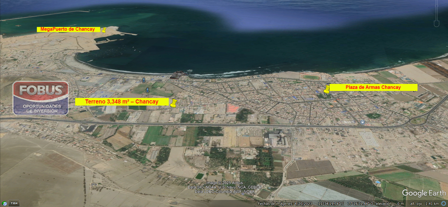 CHANCAY - Venta de Terreno 3,348 m² - US $ 550 x m²